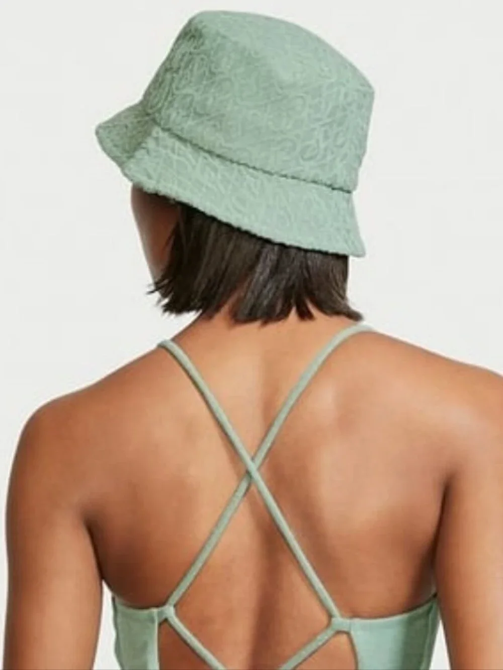 Victoria's Secret Terry Swim Beach Sun Bucket Hat Sage Green New